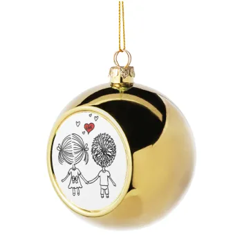 Hold my hand for ever, Golden Christmas tree ball ornament 8cm