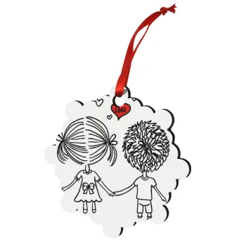 Hold my hand for ever, Christmas ornament snowflake wooden 7.5cm