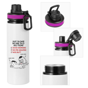 Just in case no one told you today..., Metallic water bottle with safety lid, 850ml aluminum