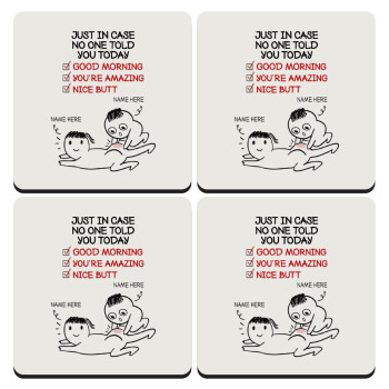 Just in case no one told you today..., ΣΕΤ 4 Σουβέρ ξύλινα τετράγωνα (9cm)