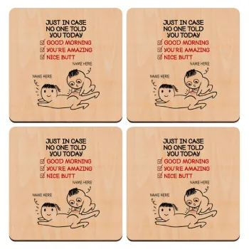 Just in case no one told you today..., ΣΕΤ x4 Σουβέρ ξύλινα τετράγωνα plywood (9cm)