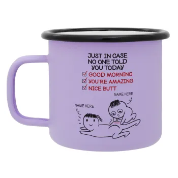 Just in case no one told you today..., Κούπα Μεταλλική εμαγιέ ΜΑΤ Light Pastel Purple 360ml