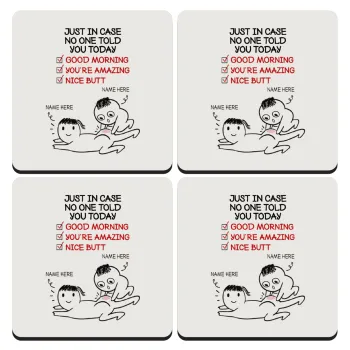 Just in case no one told you today..., ΣΕΤ 4 Σουβέρ ξύλινα τετράγωνα (9cm)