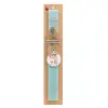 Easter Set, wooden keychain & aromatic flat Easter candle (30cm) (TURQUOISE)