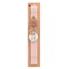 Easter Set, wooden keychain & scented flat Easter candle (30cm) (PINK)