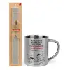 Easter Set, metallic thermal cup (300ml) & Easter aromatic flat candle (30cm) (GRAY)
