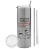 Tumbler stainless steel Silver 600ml, with metal straw & cleaning brush
