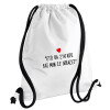 Backpack pouch GYMBAG white, with pocket (40x48cm) & thick cords