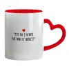 Mug heart red handle, ceramic, 330ml