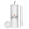 Tumbler stainless steel 600ml, with metal straw & cleaning brush