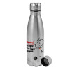 Metallic water bottle, stainless steel, 750ml
