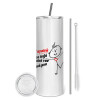 Tumbler stainless steel 600ml, with metal straw & cleaning brush
