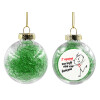 Transparent Christmas tree ball ornament with green filling 8cm