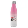 Μεταλλικό παγούρι θερμός Ροζ/Λευκό (Stainless steel), διπλού τοιχώματος, 500ml