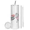 Tumbler stainless steel 600ml, with metal straw & cleaning brush