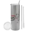 Tumbler stainless steel Silver 600ml, with metal straw & cleaning brush