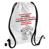 Backpack pouch GYMBAG white, with pocket (40x48cm) & thick cords
