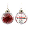 Transparent Christmas tree ball ornament with red filling 8cm