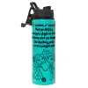 Metallic water bottle with safety lid, 850ml aluminum