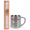 Easter Set, metallic thermal cup (300ml) & aromatic flat Easter candle (30cm) (PINK)