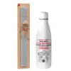 Easter Set, metallic stainless thermos bottle (500ml) & scented flat Easter candle (30cm) (GRAY)