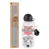 Easter Set, metallic aluminum water bottle (500ml) & aromatic flat Easter candle (30cm) (GRAY)