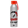 Aluminum Sports Bottle 650ml – Silver with Red Cap and Silicone Strap