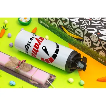 Σ΄ αγαπώ ως το τέρμα!!!, Easter candle,Travel Tumbler 2 Lids, with metal straw & cleaning brush & aromatic flat candle (30cm) (PINK)