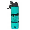 Metallic water bottle with safety lid, 850ml aluminum