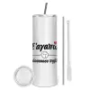 Tumbler stainless steel 600ml, with metal straw & cleaning brush