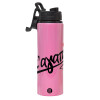 Metallic water bottle with safety lid, 850ml aluminum