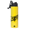 Metallic water bottle with safety lid, 850ml aluminum