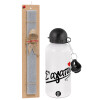 Easter Set, metallic aluminum water bottle (500ml) & aromatic flat Easter candle (30cm) (GRAY)