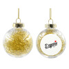 Transparent Christmas tree ball ornament with gold filling 8cm