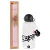 Easter Set, metallic aluminum bottle (500ml) & aromatic flat Easter candle (30cm) (PINK)