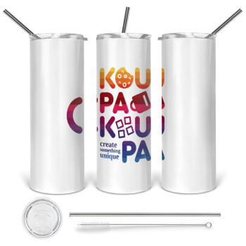 koupakoupa, 360 Eco friendly stainless steel tumbler 600ml, with metal straw & cleaning brush