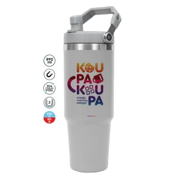 koupakoupa, GREY color, 890ml (30oz) stainless Steel Tumbler with Handle