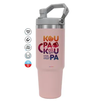 koupakoupa, Pink color, 890ml (30oz) stainless Steel Tumbler with Handle