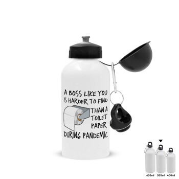 A boss like you is harder to find, than a toilet paper during pandemic, Metal water bottle, White, aluminum 500ml