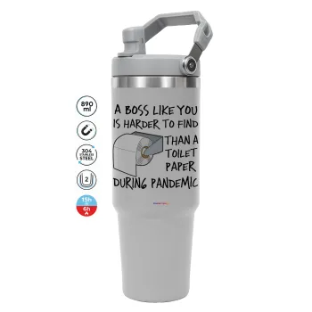 A boss like you is harder to find, than a toilet paper during pandemic, GREY color, 890ml (30oz) stainless Steel Tumbler with Handle