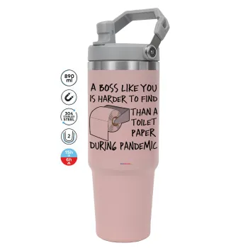 A boss like you is harder to find, than a toilet paper during pandemic, Pink color, 890ml (30oz) stainless Steel Tumbler with Handle