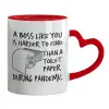 Mug heart red handle, ceramic, 330ml