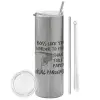 Tumbler stainless steel Silver 600ml, with metal straw & cleaning brush