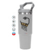 ΓΚΡΙ χρώματος Θερμός Ανοξείδωτο 890ml (30oz) με χερούλι