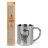 Easter Set, metallic thermal cup (300ml) & Easter aromatic flat candle (30cm) (GRAY)