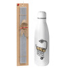 Easter Set, metallic stainless thermos bottle (500ml) & scented flat Easter candle (30cm) (GRAY)