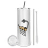 Tumbler stainless steel 600ml, with metal straw & cleaning brush