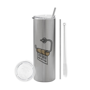 Page not found programmer toilet paper, Tumbler stainless steel Silver 600ml, with metal straw & cleaning brush