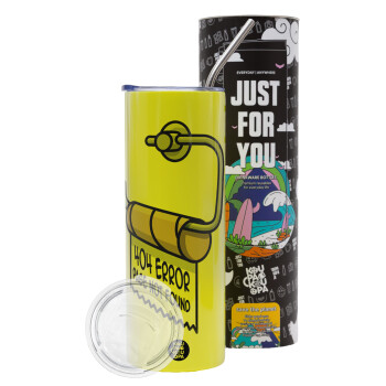 Page not found programmer toilet paper, Neon Yellow Travel Tumbler, with metal straw (Stainless steel 304 Food grade, BPA free, 600ml)