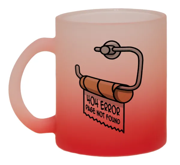 Page not found programmer toilet paper — Two-tone glass mug with matte red base, 330ml